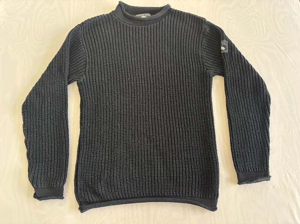 Nantucket Whaler Men's Black 100% Cotton Ribbed Knit Sweater Size S